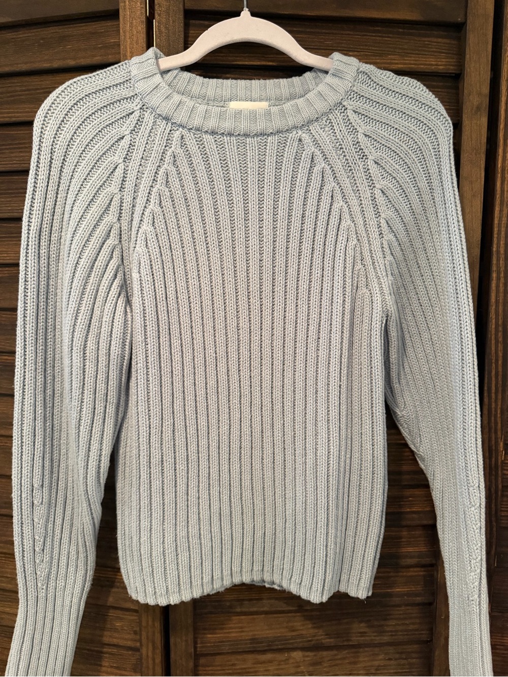 H&M Pale Blue Ribbed Crewneck Sweater